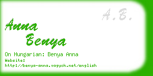 anna benya business card